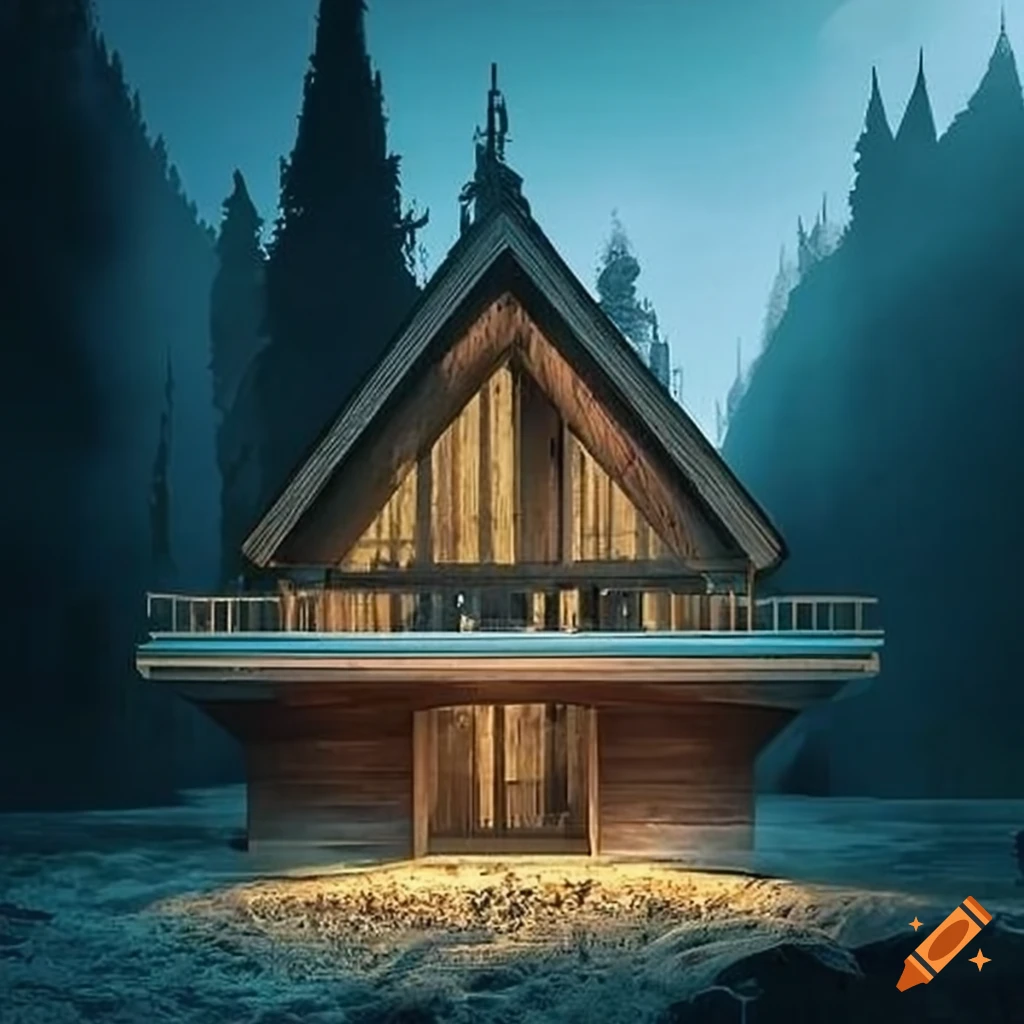 cabin with cathedral-like architecture