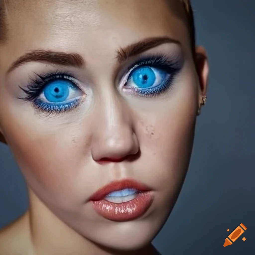 Portrait Of Miley Cyrus With Blue Eyes On Craiyon