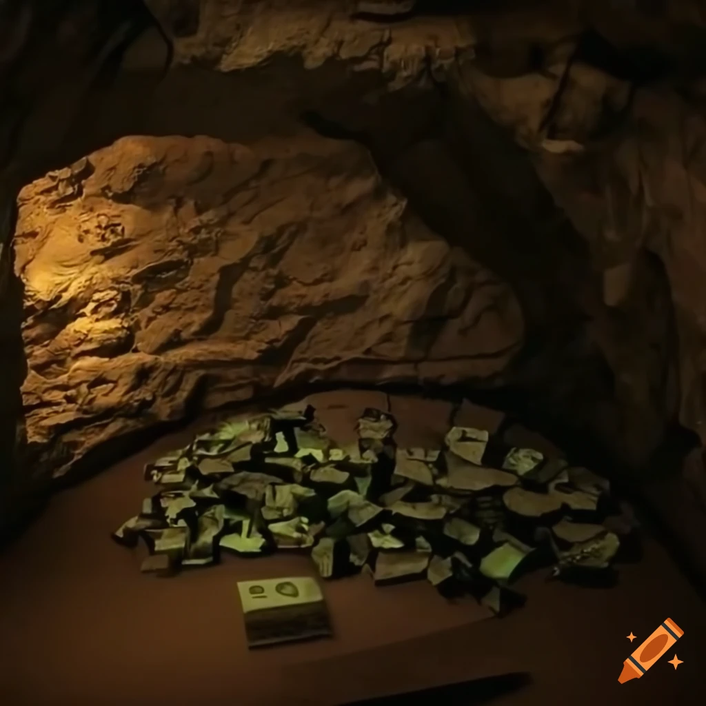 Image of a cave filled with money on Craiyon