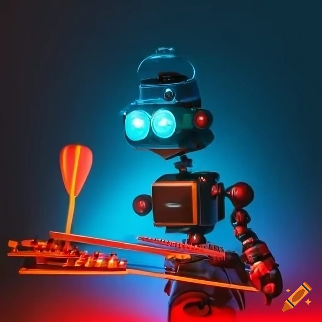 Vibrant robot playing xylophone on Craiyon