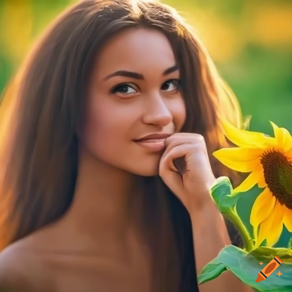 digital portrait of a young Latina with a sunflower