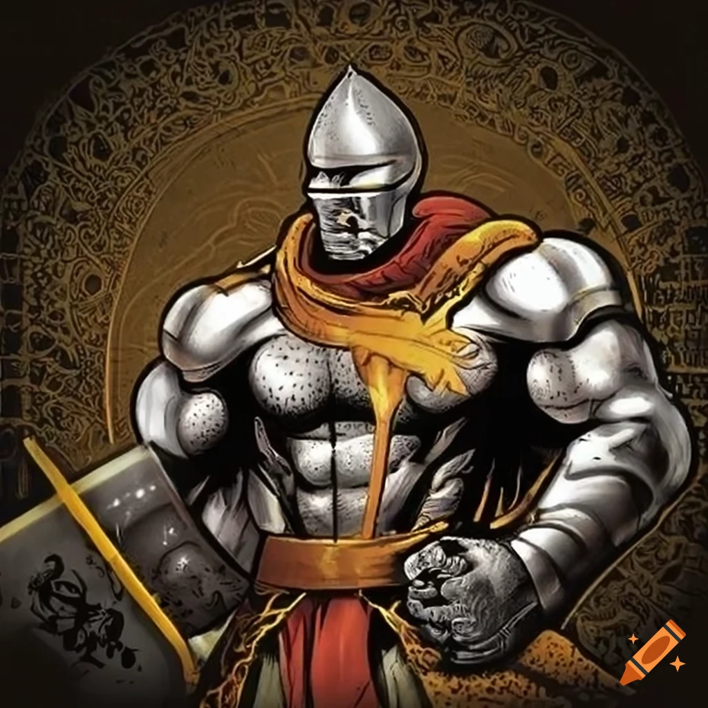 beer label design with a strong knight