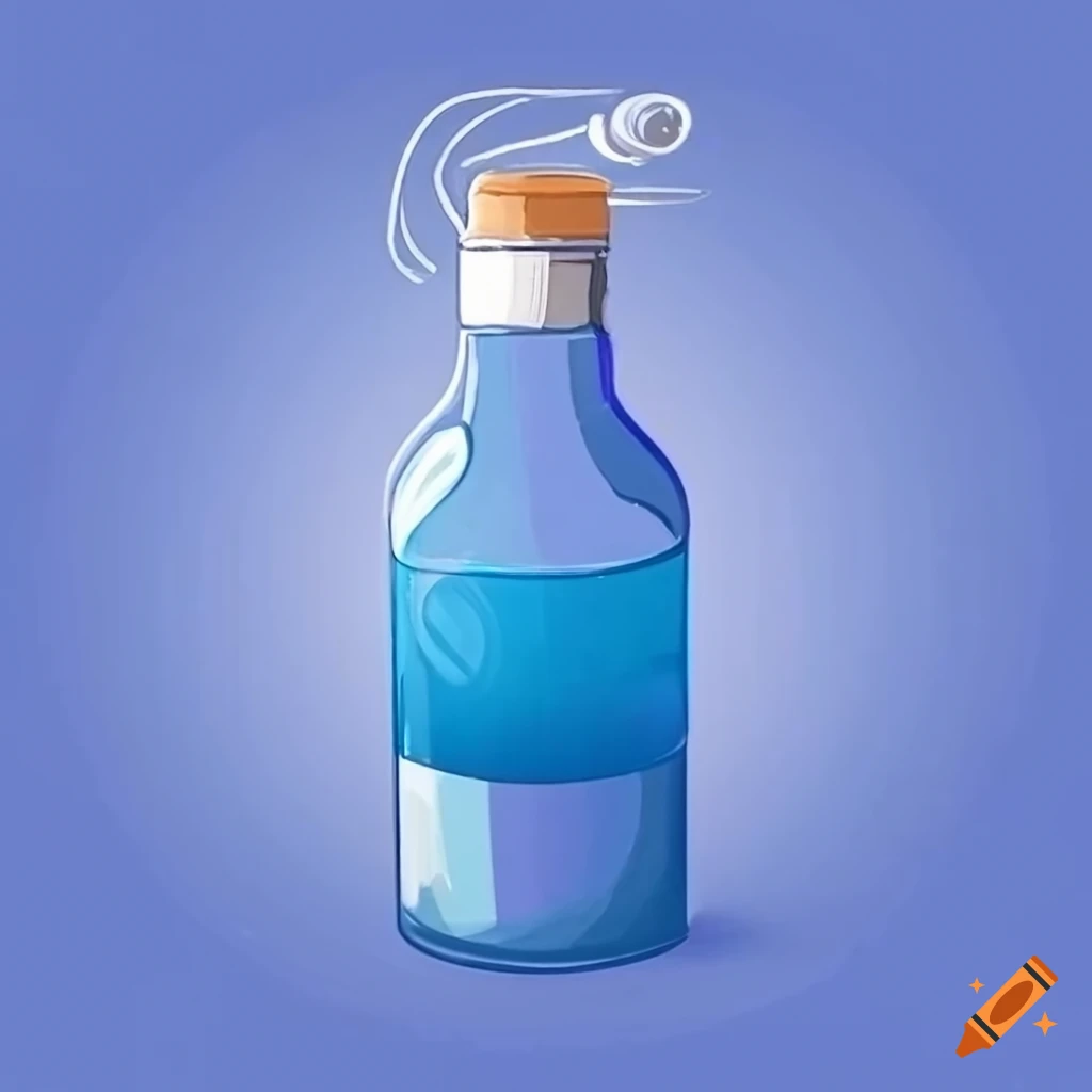 light blue alcohol gel bottle with white circle