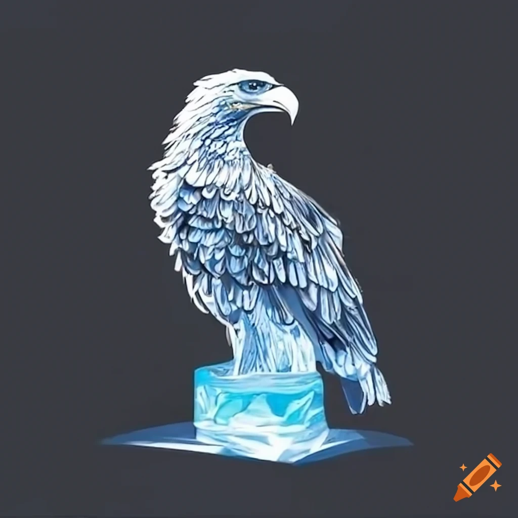 Ice sculpture of an eagle on Craiyon