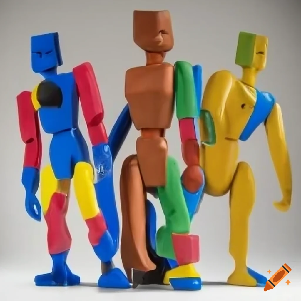 Cubist depiction of vintage action figures