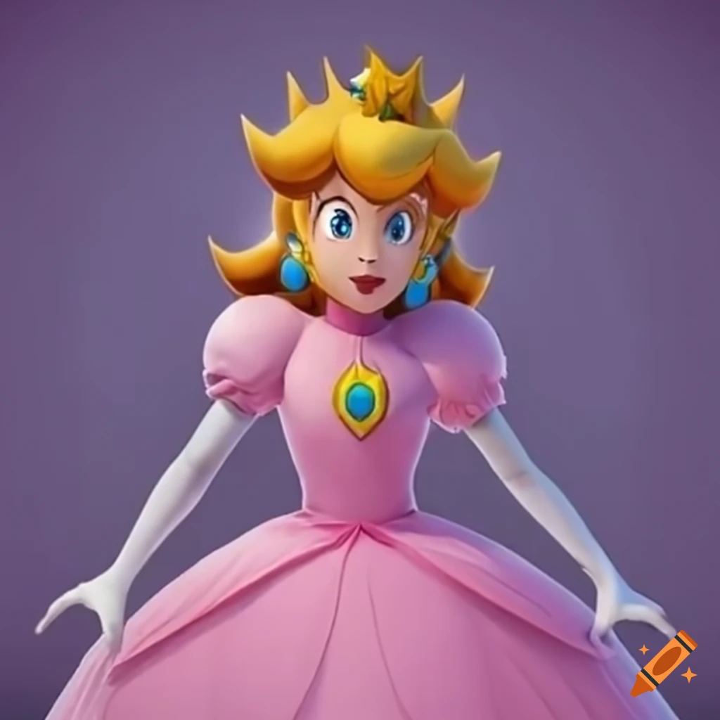 Princess Peach dancing in a pink ballgown