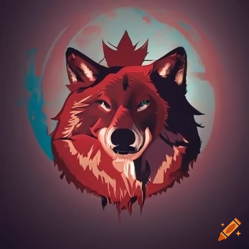 Logo with canadian and wolf motifs on Craiyon