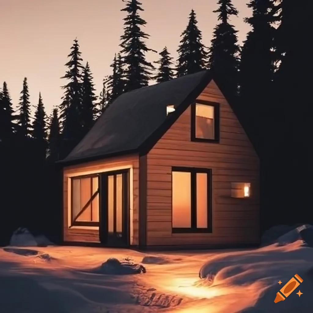 Modern cozy minimalist cabin on Craiyon