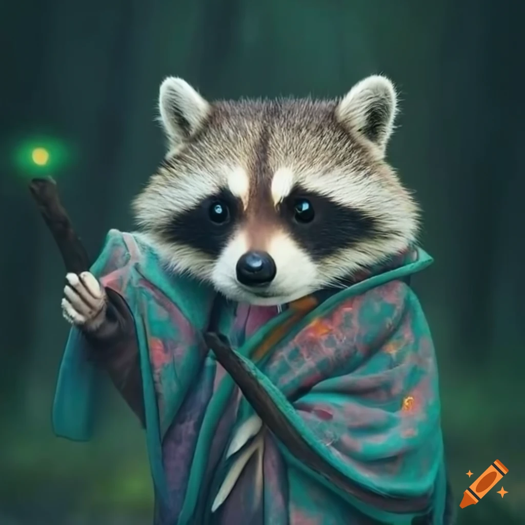 Foreshadow Racoon Magical raccoon in a whimsical forest on Craiyon