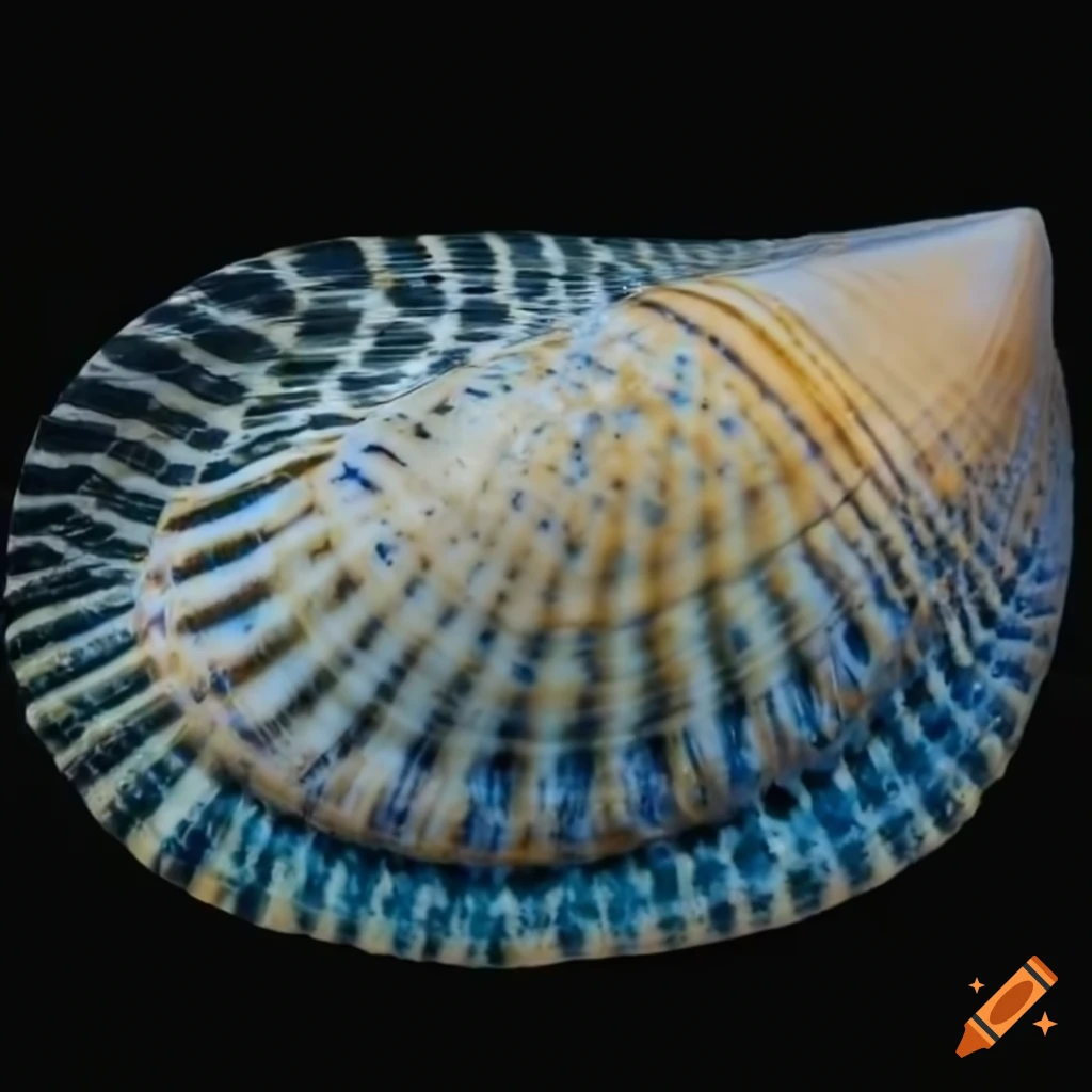 réaliste image of a giant iridescent shell