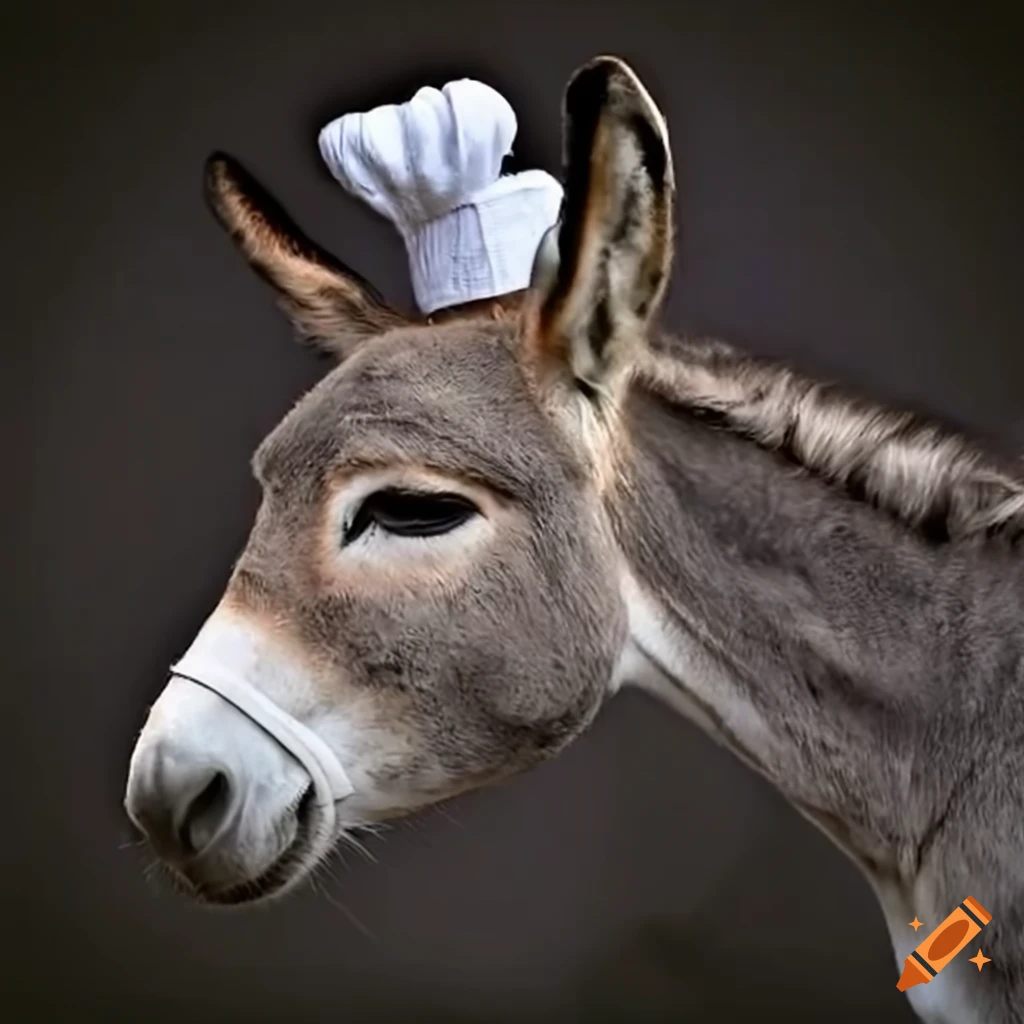 a donkey wearing a chef's hat