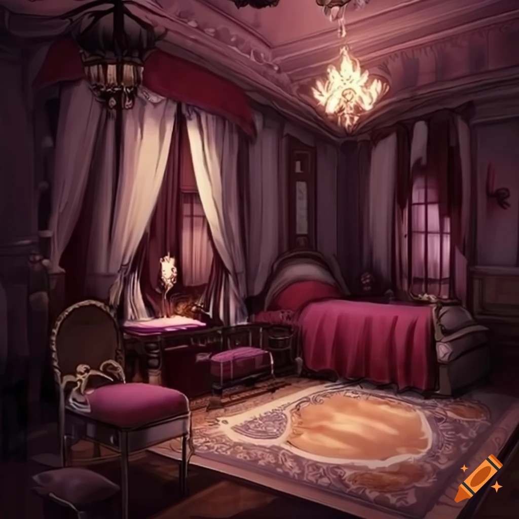 White-themed anime victorian bedroom