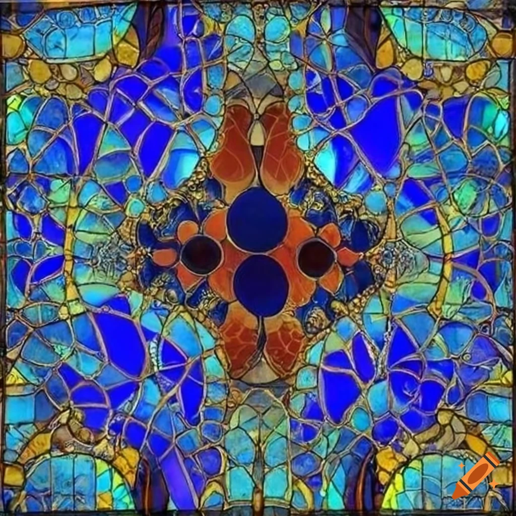 Blue stained glass artwork in max ernst style on Craiyon