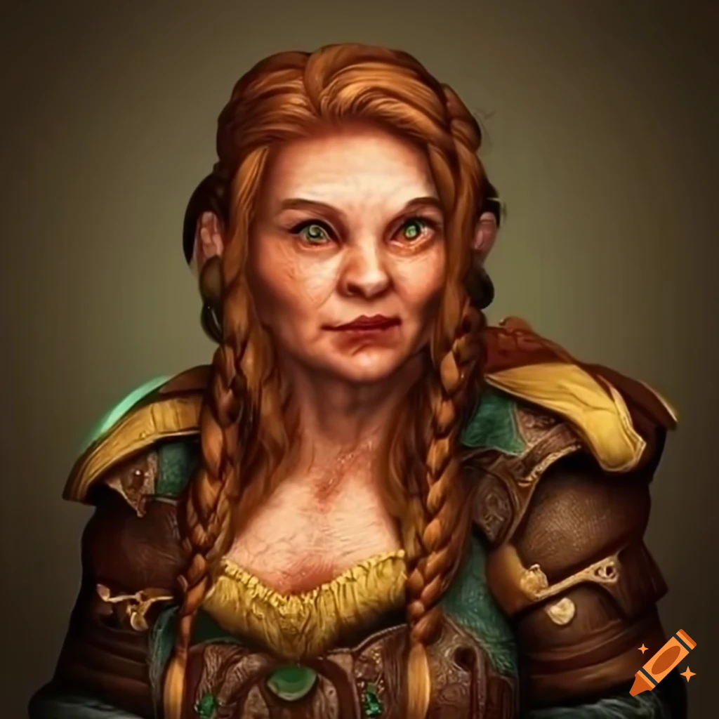 Portrait of a wise and charismatic elderly female dwarf on Craiyon