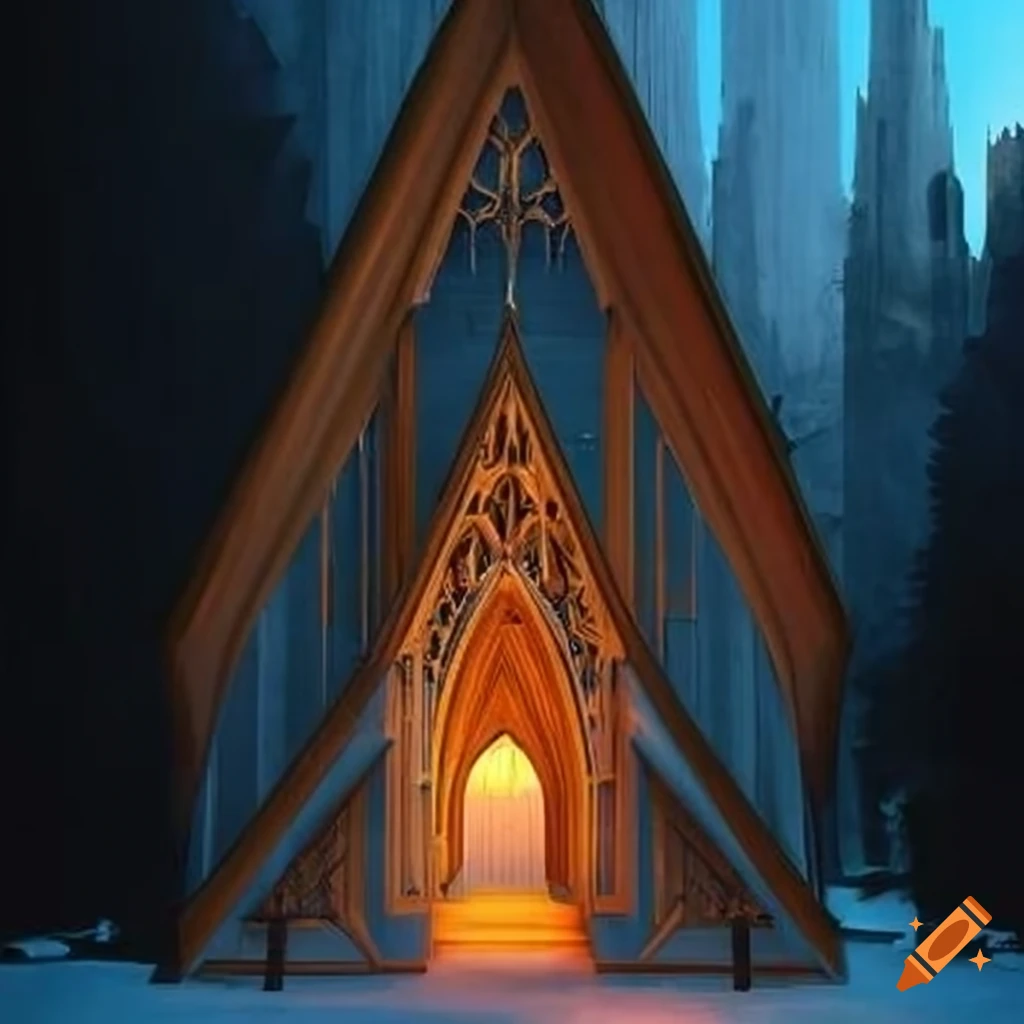 illusionary cabin resembling a cathedral