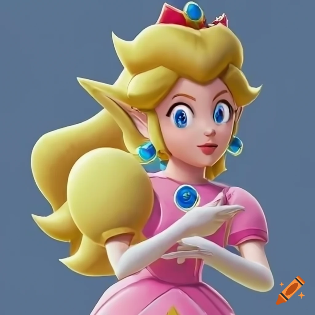 Art of link and princess peach in swapped outfits on craiyon