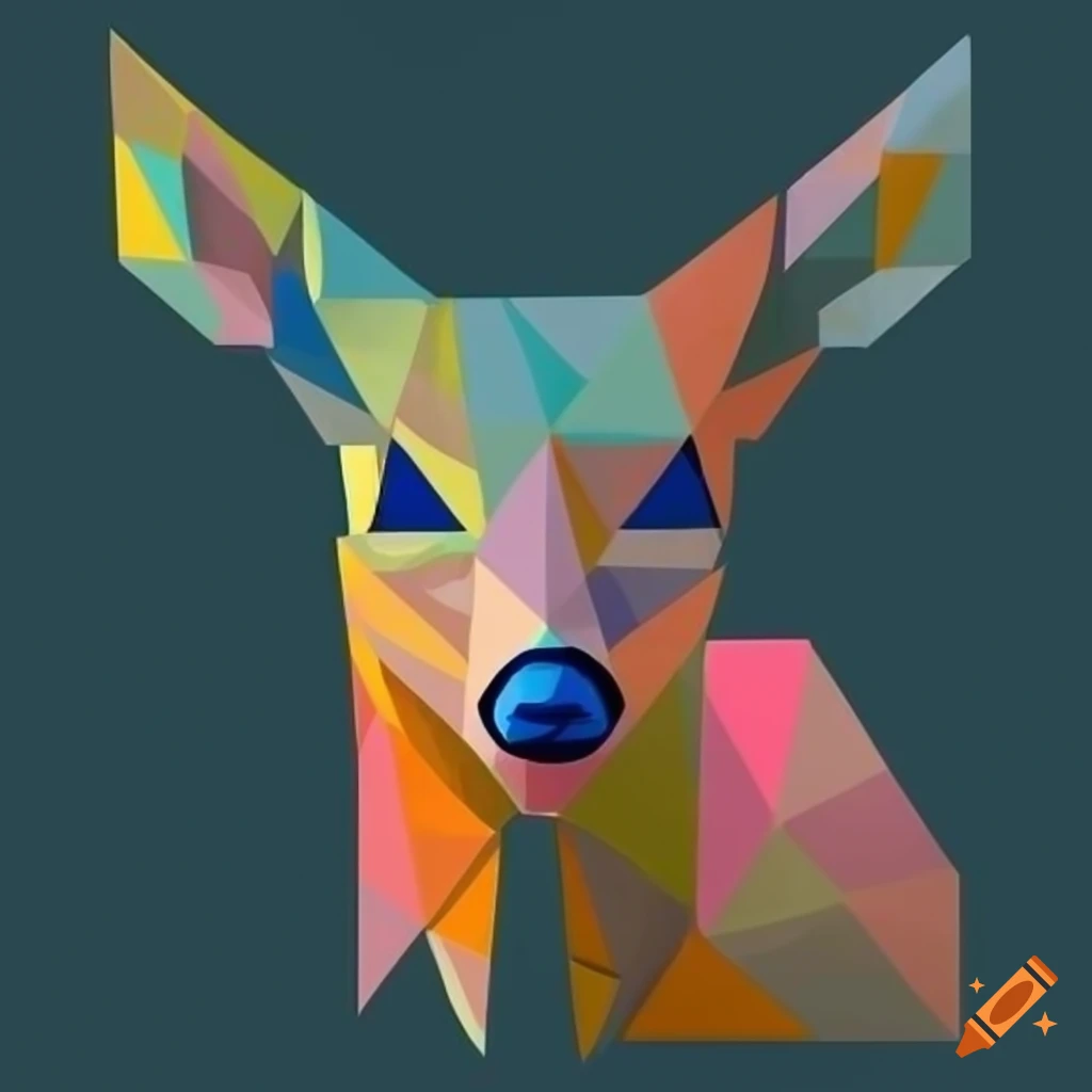 abstract cubist deer head artwork