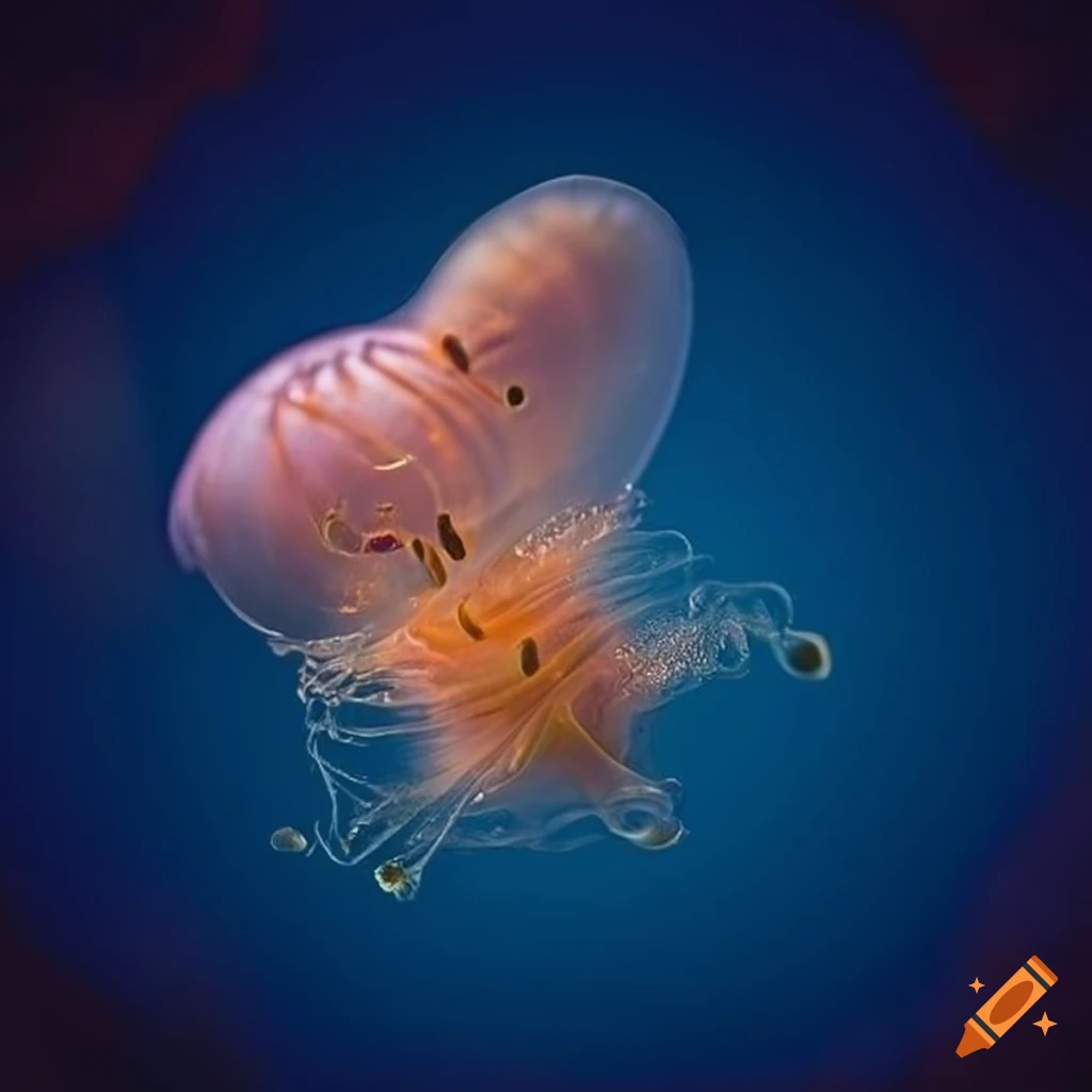 micro organism under the sea in a dark blue background