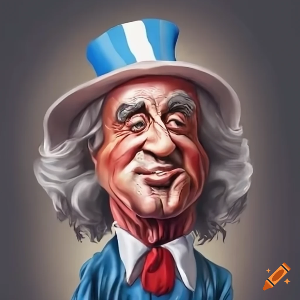 caricature of Sylvester Stallone in Uncle Sam costume punching a ghost