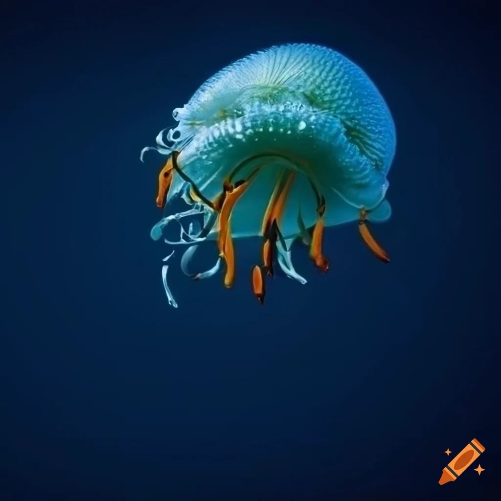 dark blue background with a lilium sea creature