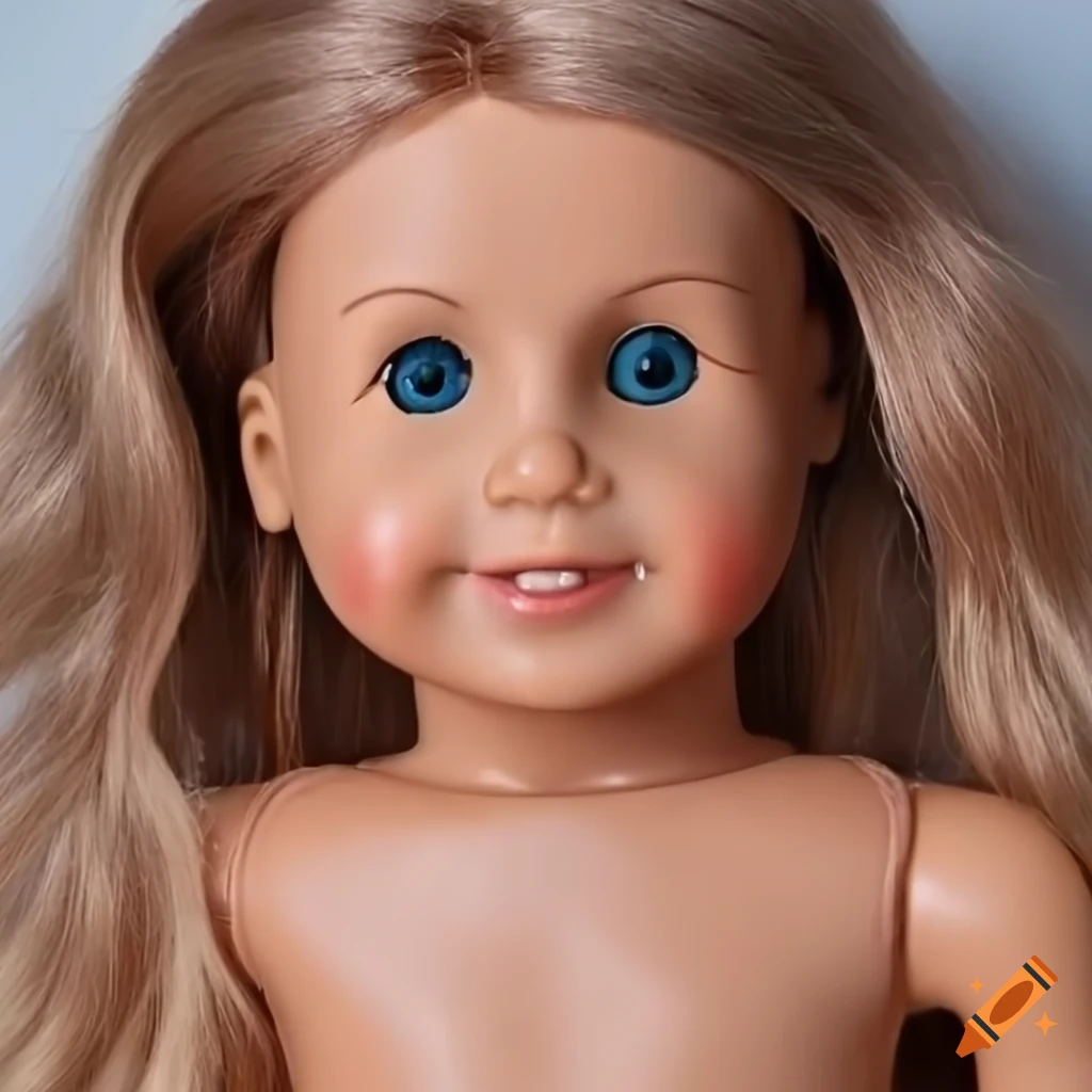 Portrait of a beautiful american girl doll with realistic features on