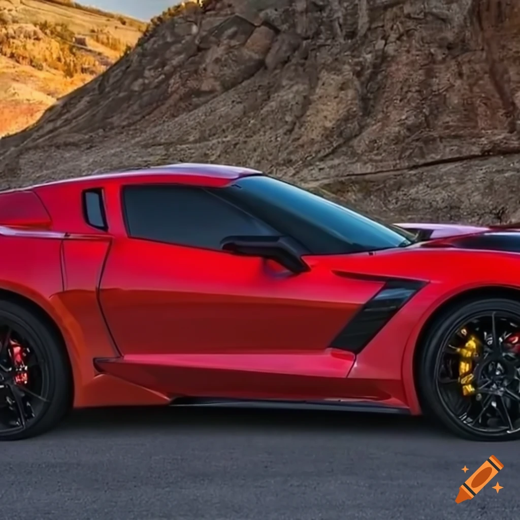 Hybrid car featuring front half porsche and back half corvette on Craiyon