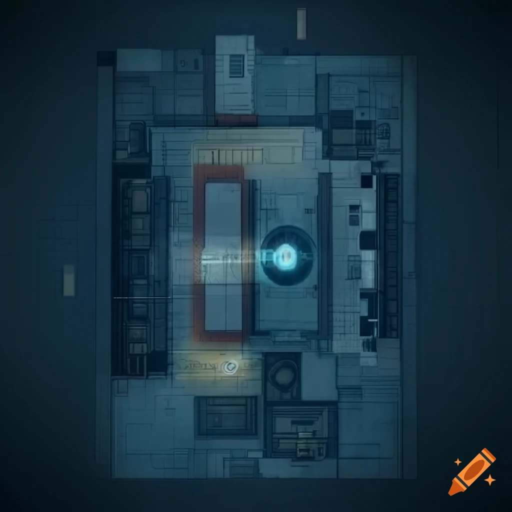 Overview map of bank heist blueprints on craiyon