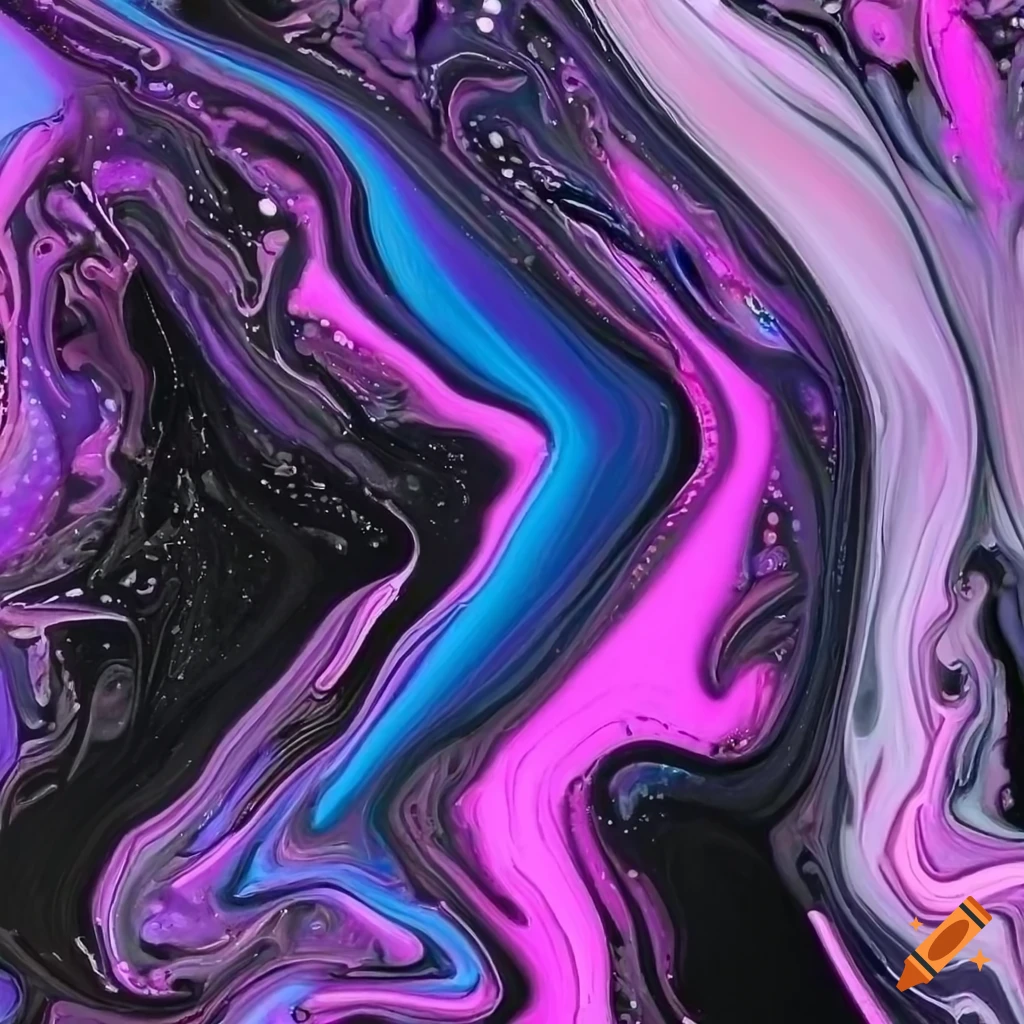 textured pastel on black acrylic pour artwork