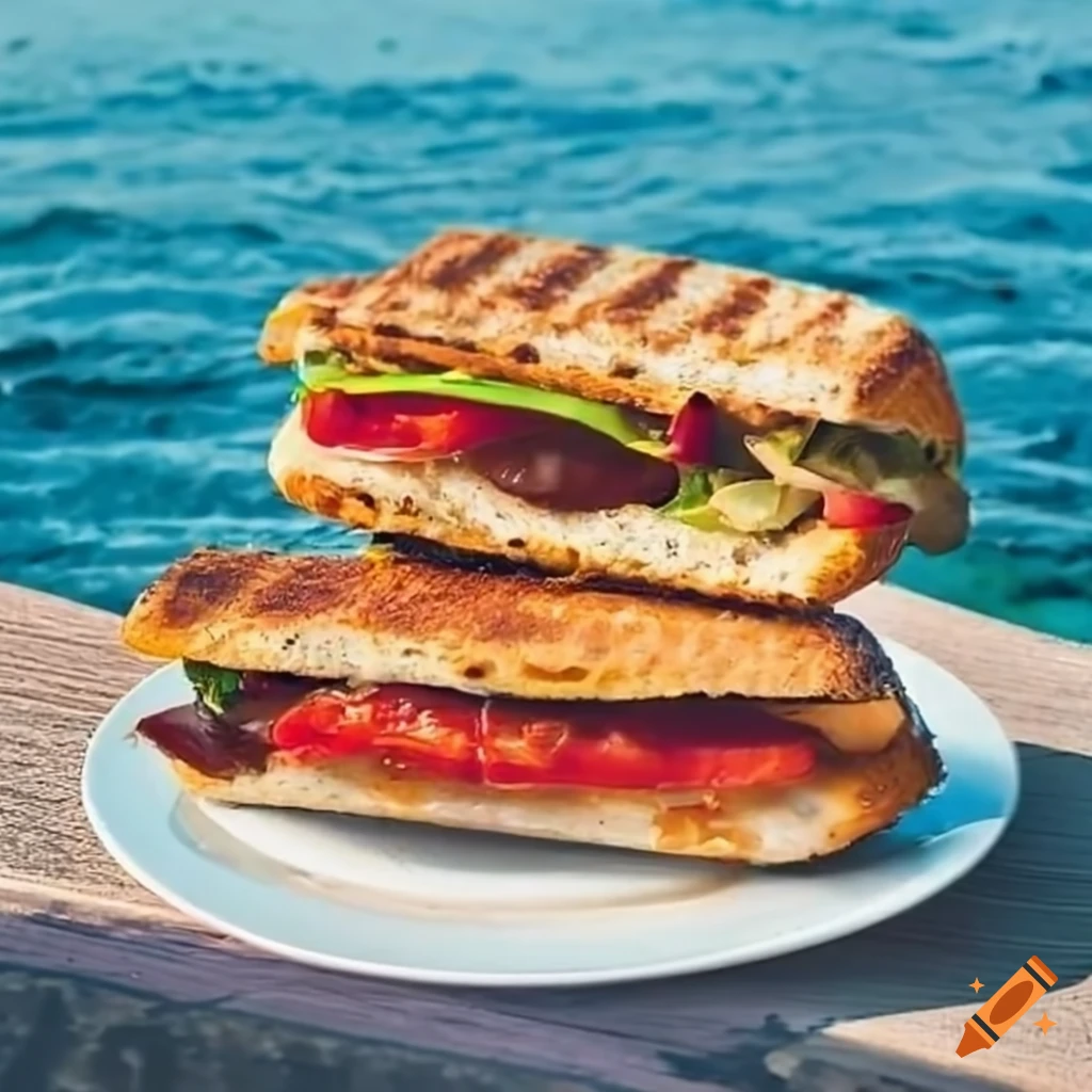 Panini calabrese with a seaside view
