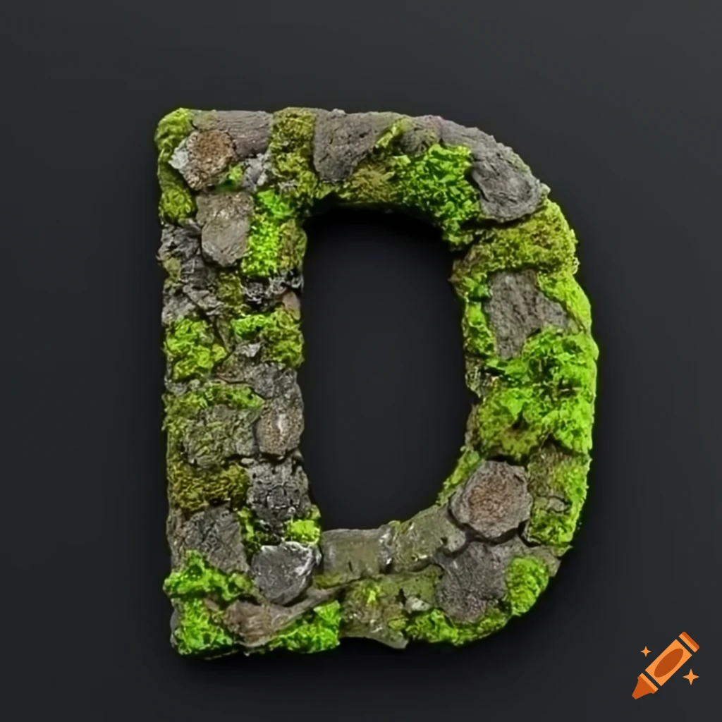 Mosscovered stone letter a on Craiyon