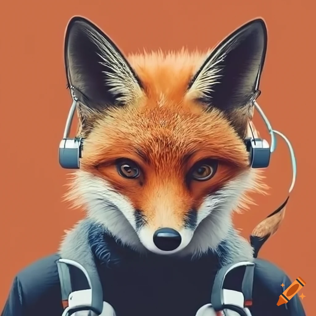 Fox wearing headphones on Craiyon