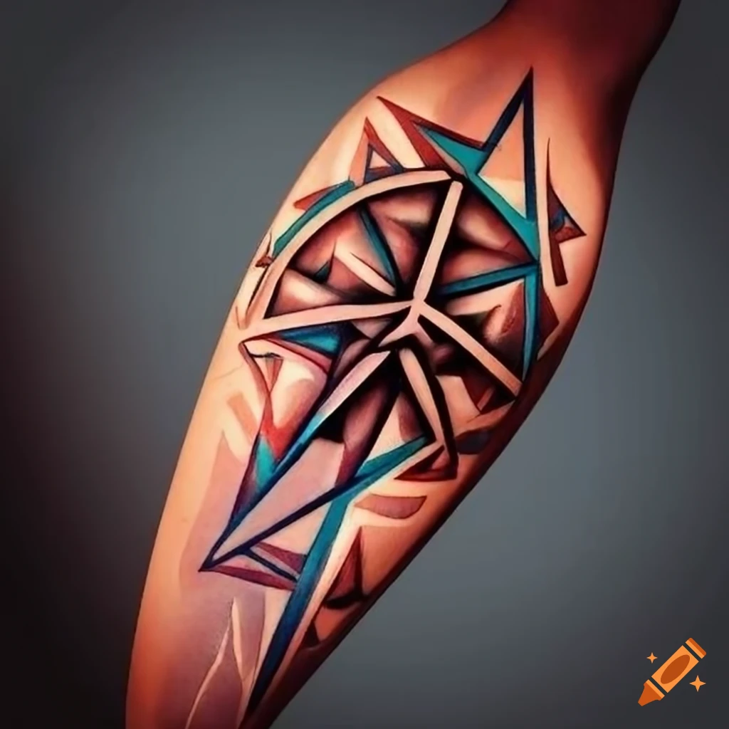 contemporary tattoo design with geometric shapes on Craiyon