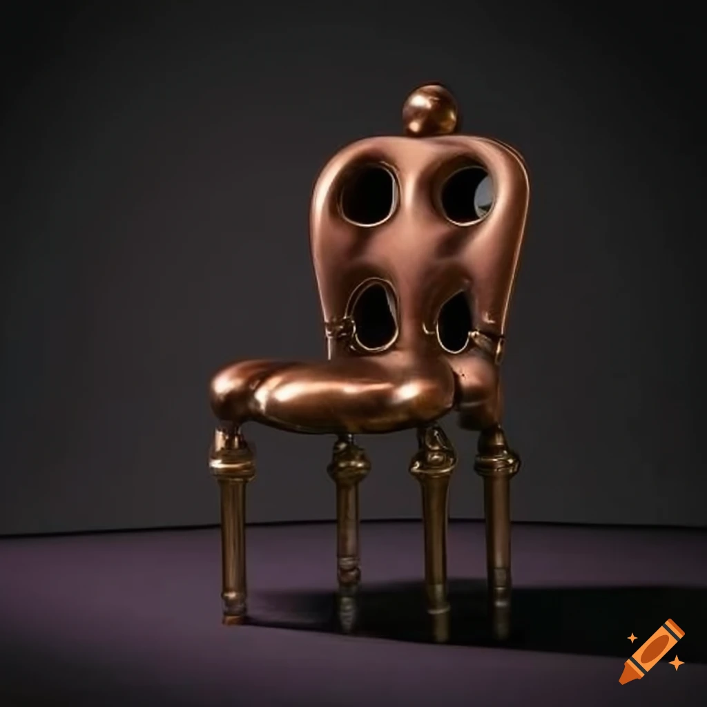 copper chair with spheres and black tubes