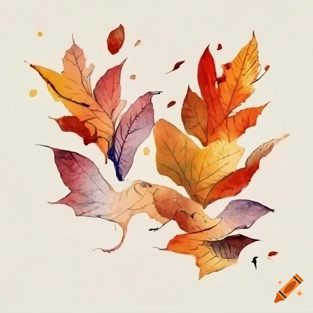 Drawing Falling Autumn Leaves Red Maple Leaf Orange Leaf A Leaf PNG Images  | PSD Free Download - Pikbest