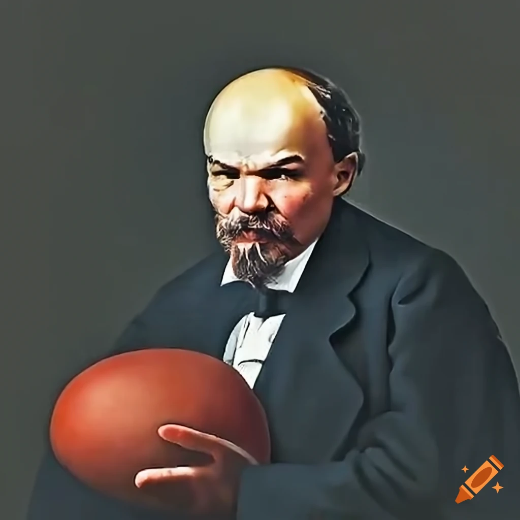 Vladimir lenin playing australian rules football with a mullet
