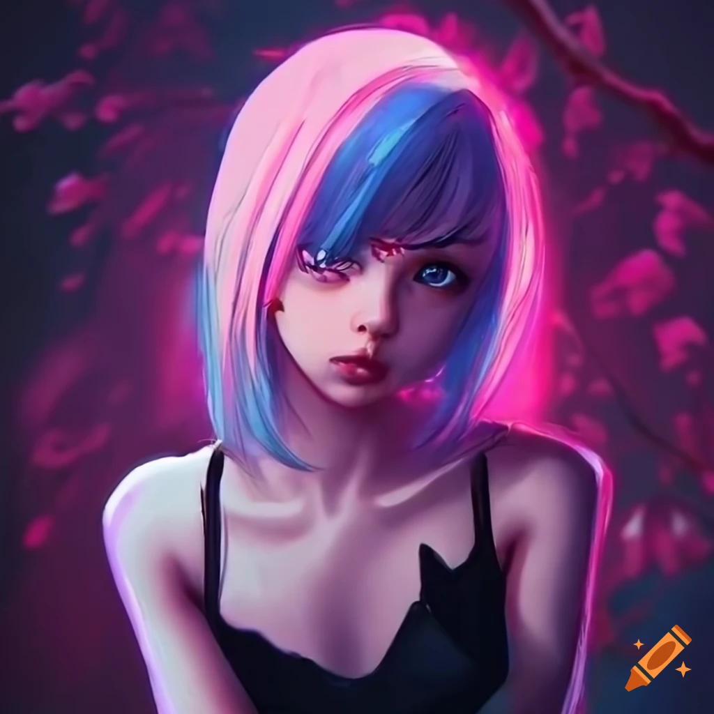 Realistic artwork of a futuristic cyberpunk girl on Craiyon
