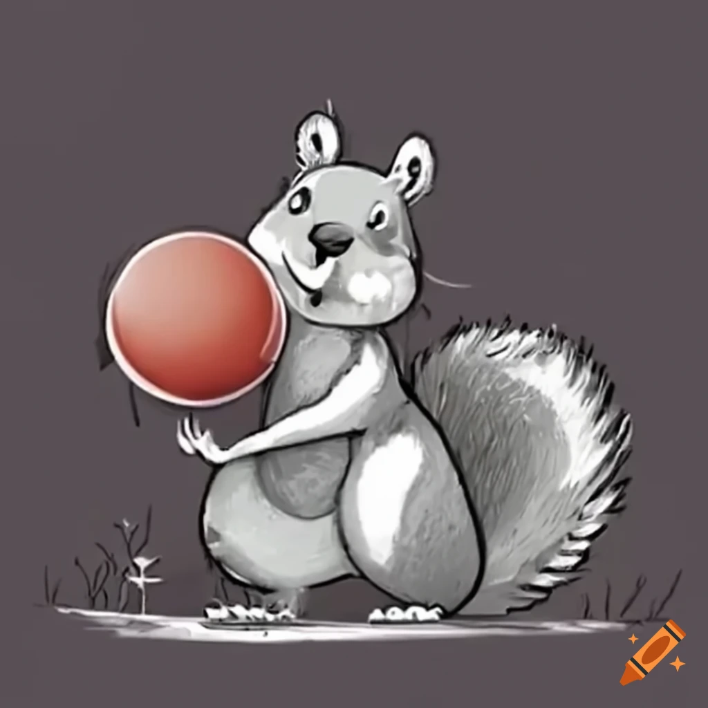 Cute squirrel playing with a ball in the forest on Craiyon