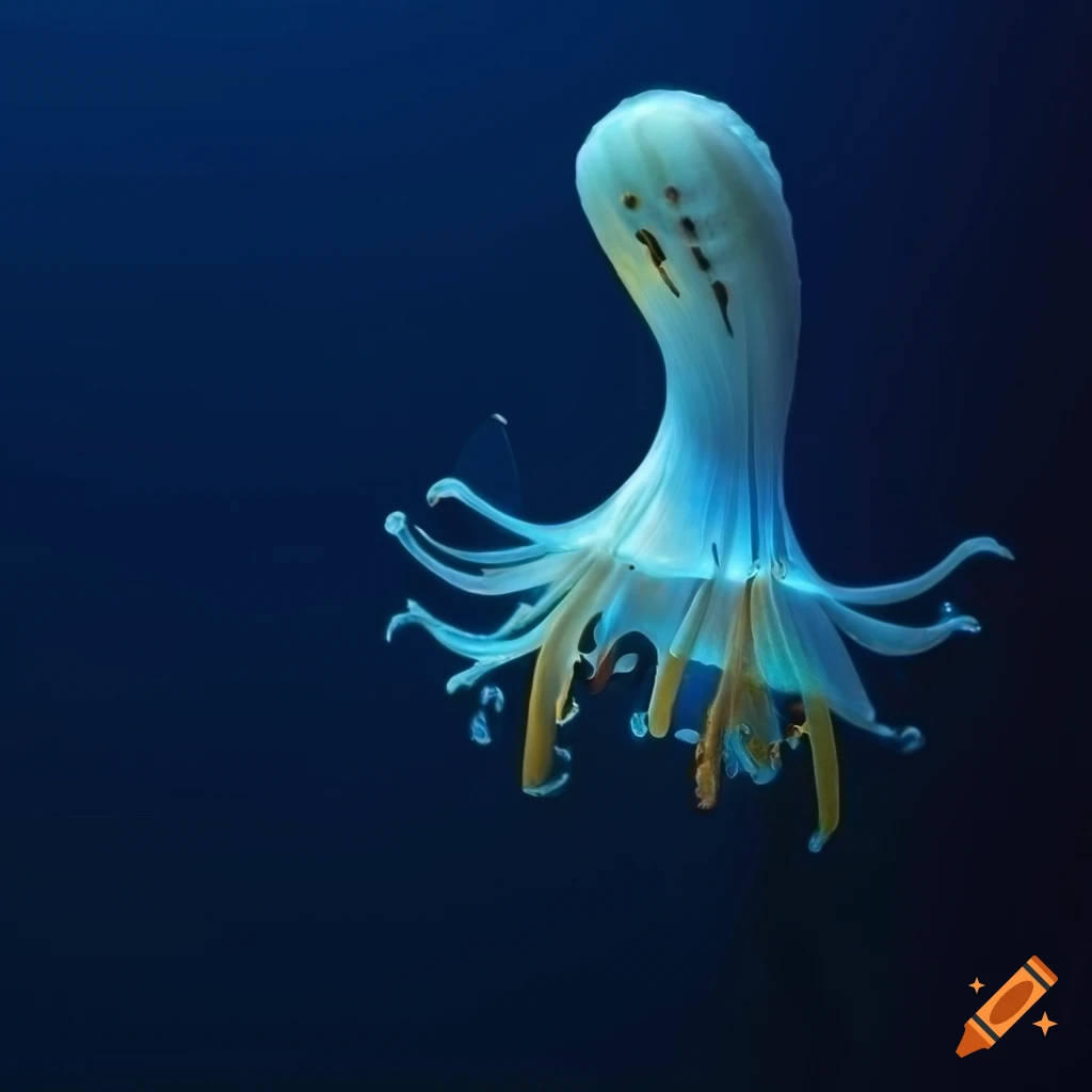 dark blue background with a sea creature