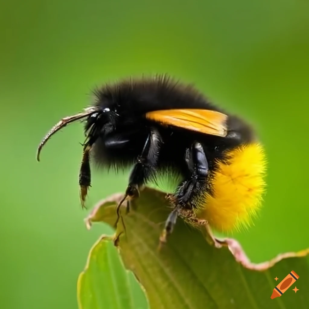 image of a bumblebee with a tiger tail on a leaf