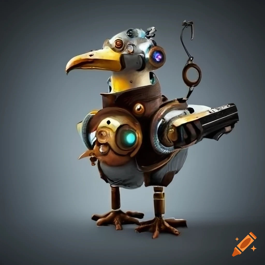 Steampunk robotic parrot on Craiyon