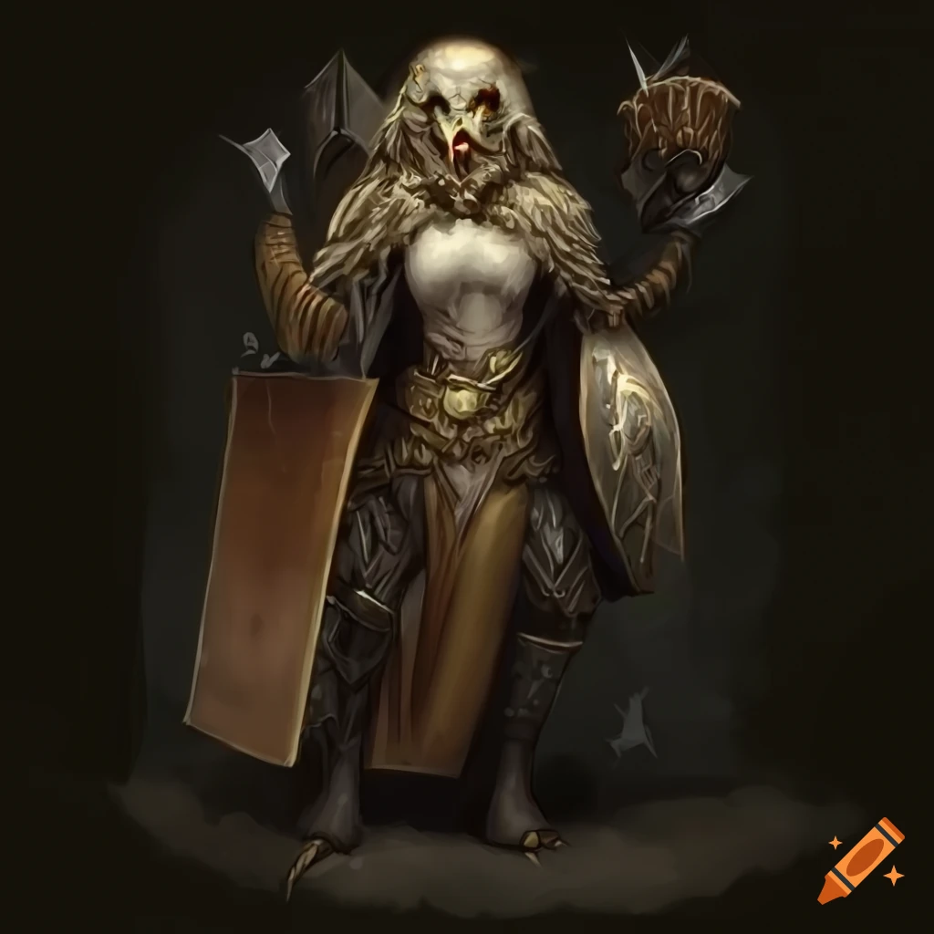 fantasy art of a humanoid owl cleric of death