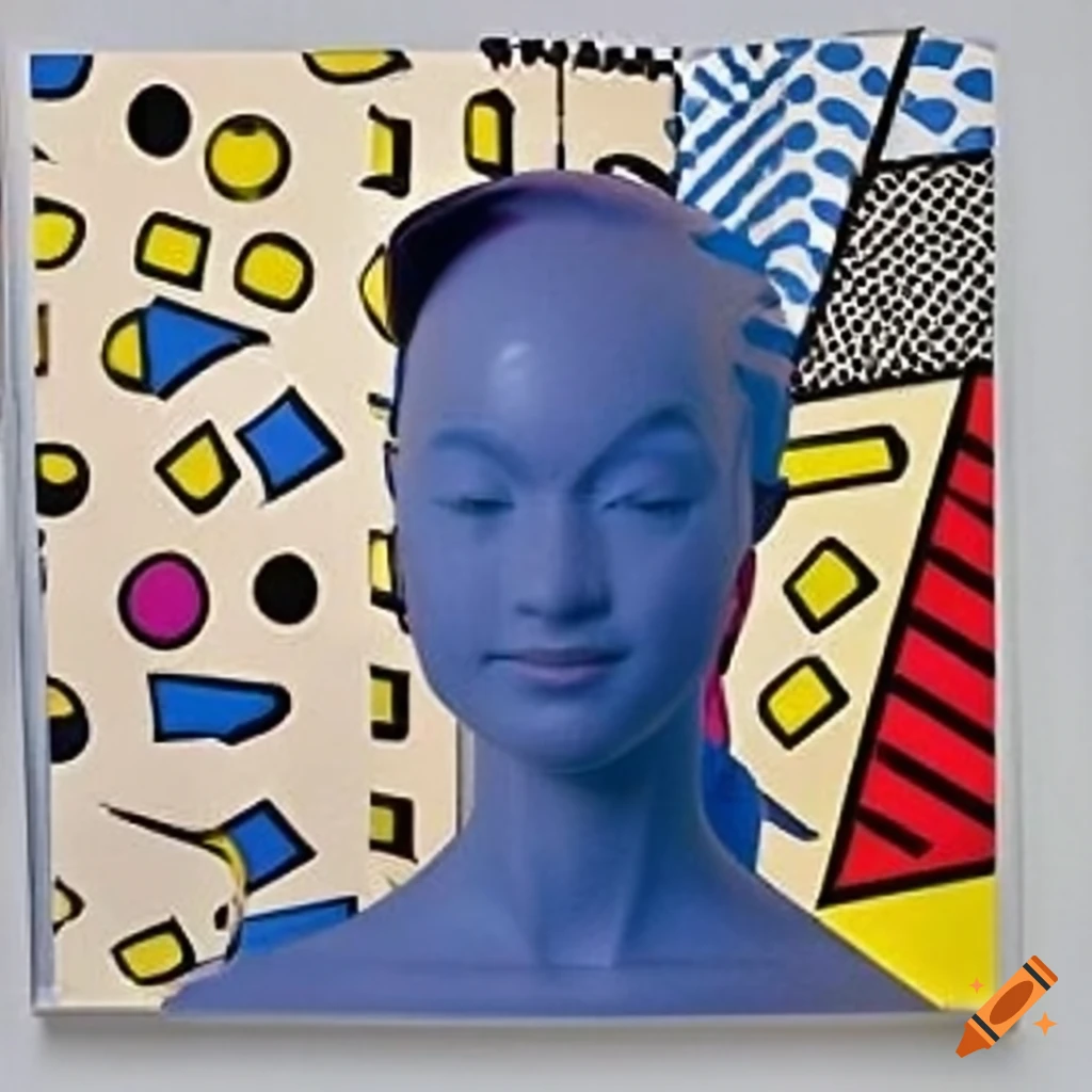 Pop art sculptures with geometric shapes and faces on Craiyon