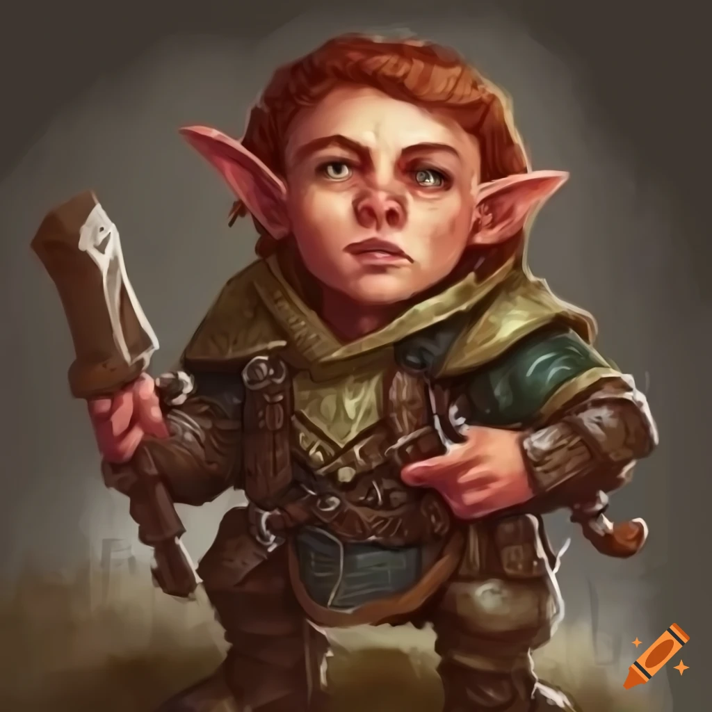 Character design of a halfling thief on Craiyon