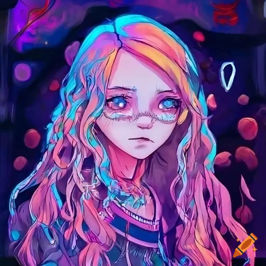 psychedelic cyberpunk art of Luna Lovegood