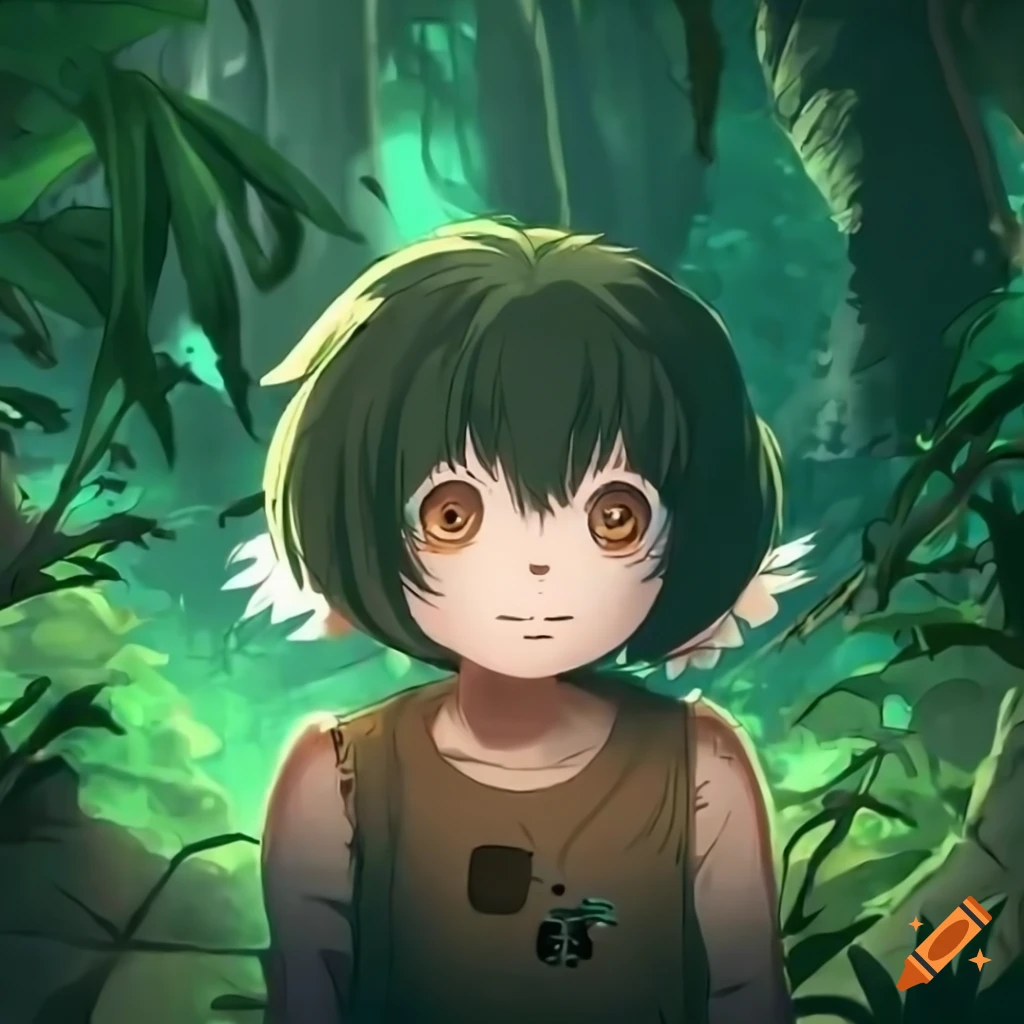Jungle, beautiful evolved, deadly, post-apocalyptic, bright hopeful,  realistic shading, anime style on Craiyon