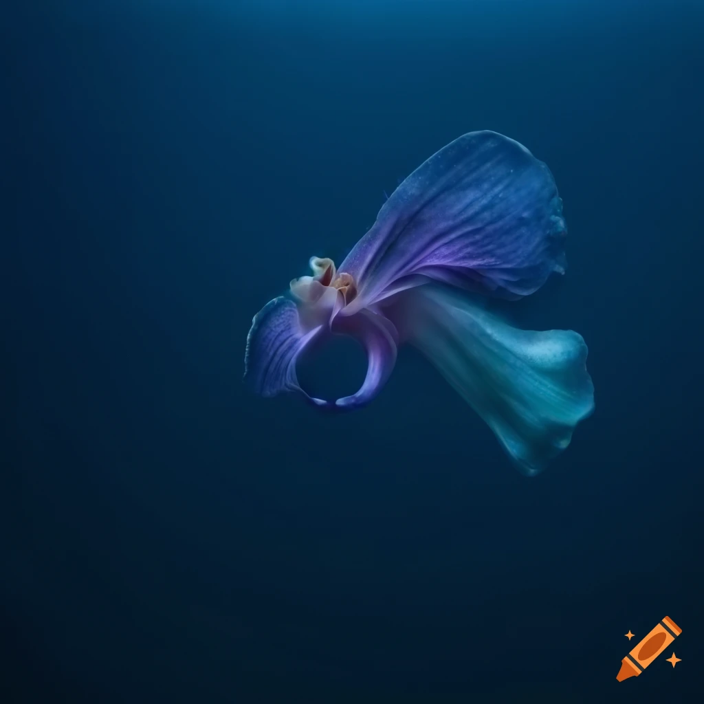 image of a wild orchid sea creature in the deep sea