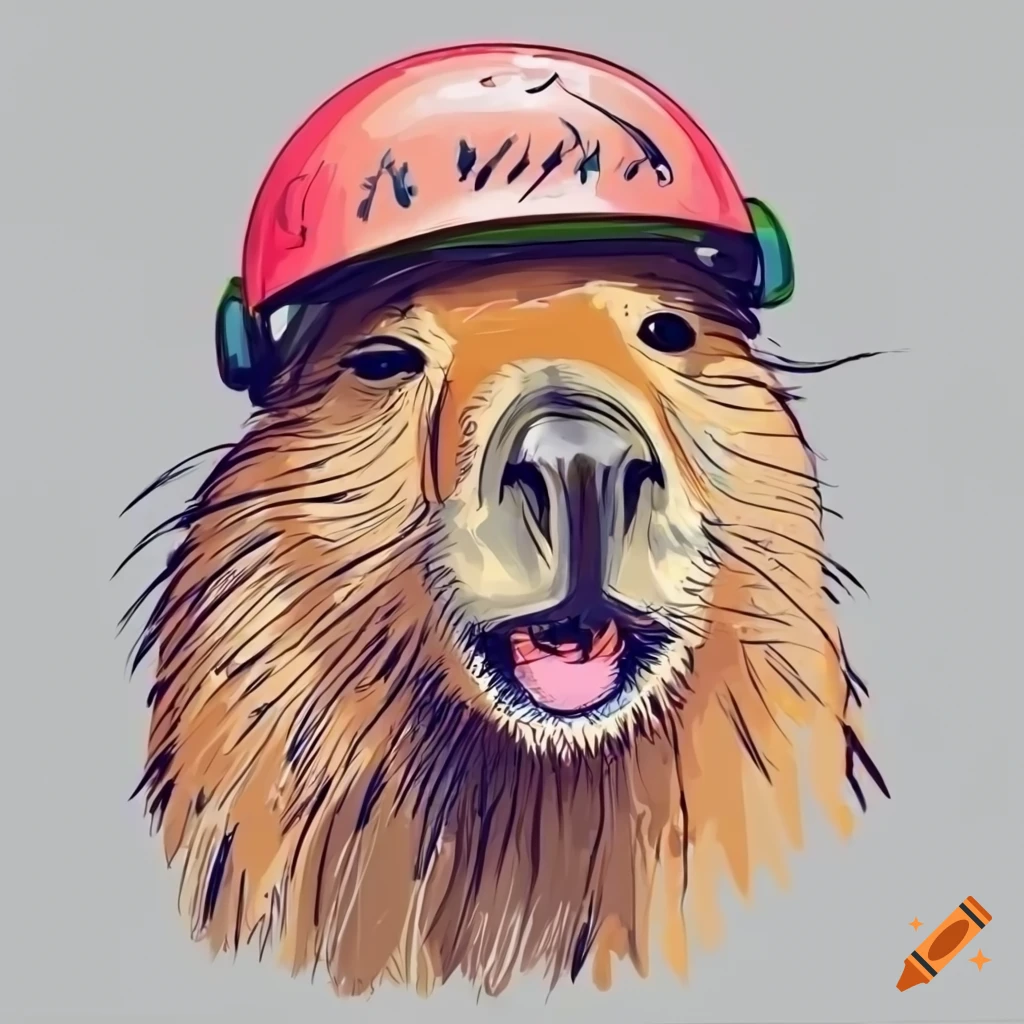 sketch of a capybara with a happy smile