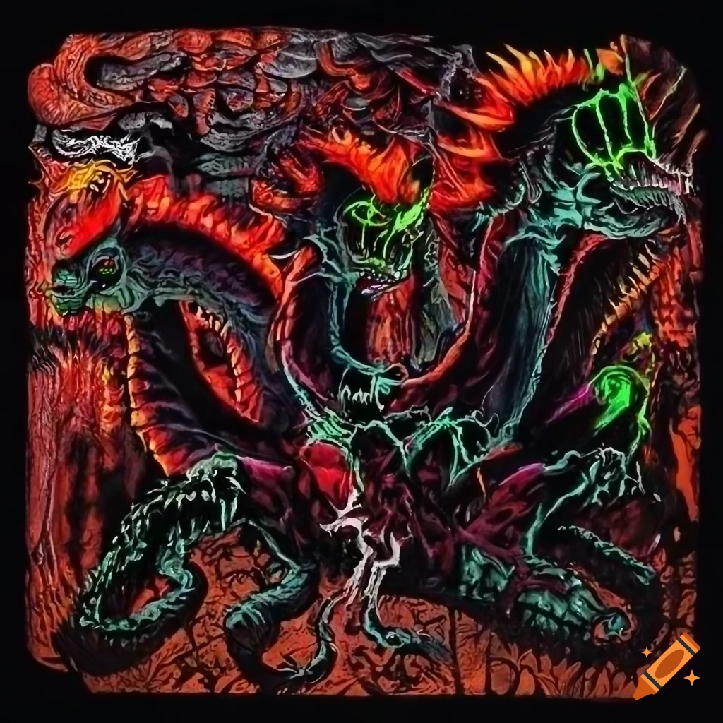 Artwork of a hydralike extension cord with sparking electrical fangs