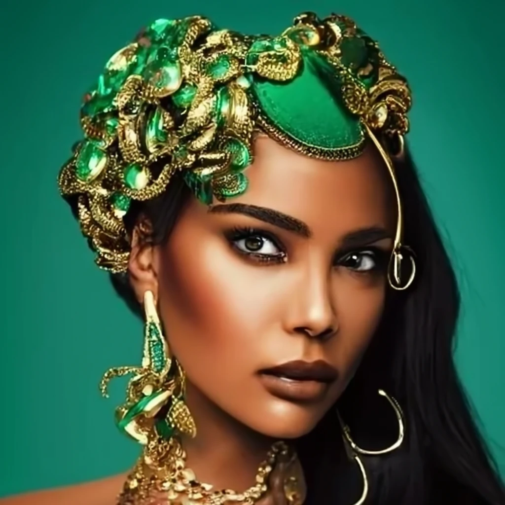 Stylish latina woman adorned in gold jewelry