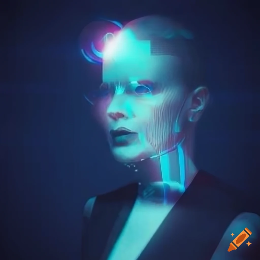 Futuristic hologram portrait of a stylish individual